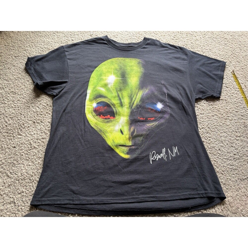 Roswell NM Alien Graphic T Shirt XL Black UFO Flying Saucer Tee